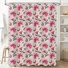 Fashion Watercolor Floral Shower Curtain Pink Green Waterproof Home Decor Bathroom Window Panel 180x259cm (70x102)