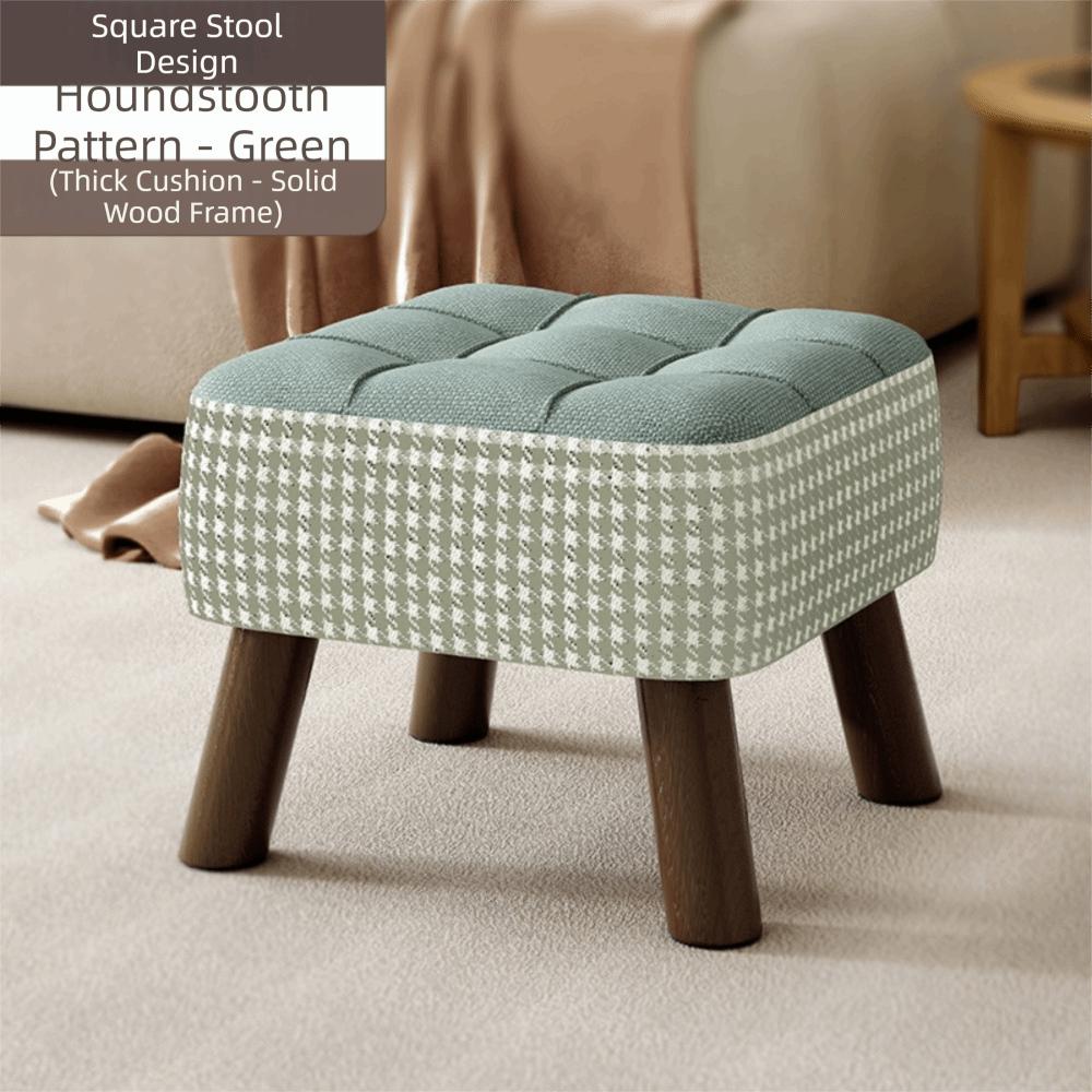 Sturdy Wooden Legs Low Stool Soft Upholstered Seat Cream Style Ottoman Ottoman  Daily Home Use