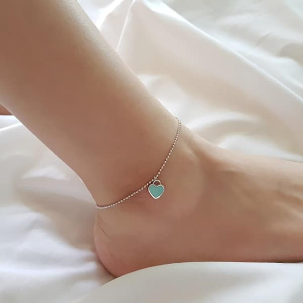 

Women s Daily Double-Sided Epoch Heart Anklet Bracelet white