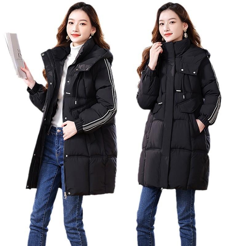Down and padded jacket women's mid-length model 2025 new winter thickened padded jacket loose cotton jacket
