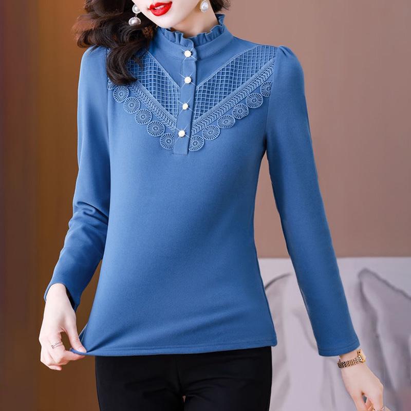 

Женские топы-рубашки с флисовой подкладкой, тепловой базовый слой, блузка оверсайз, эластичная, с длинным рукавом XXXL