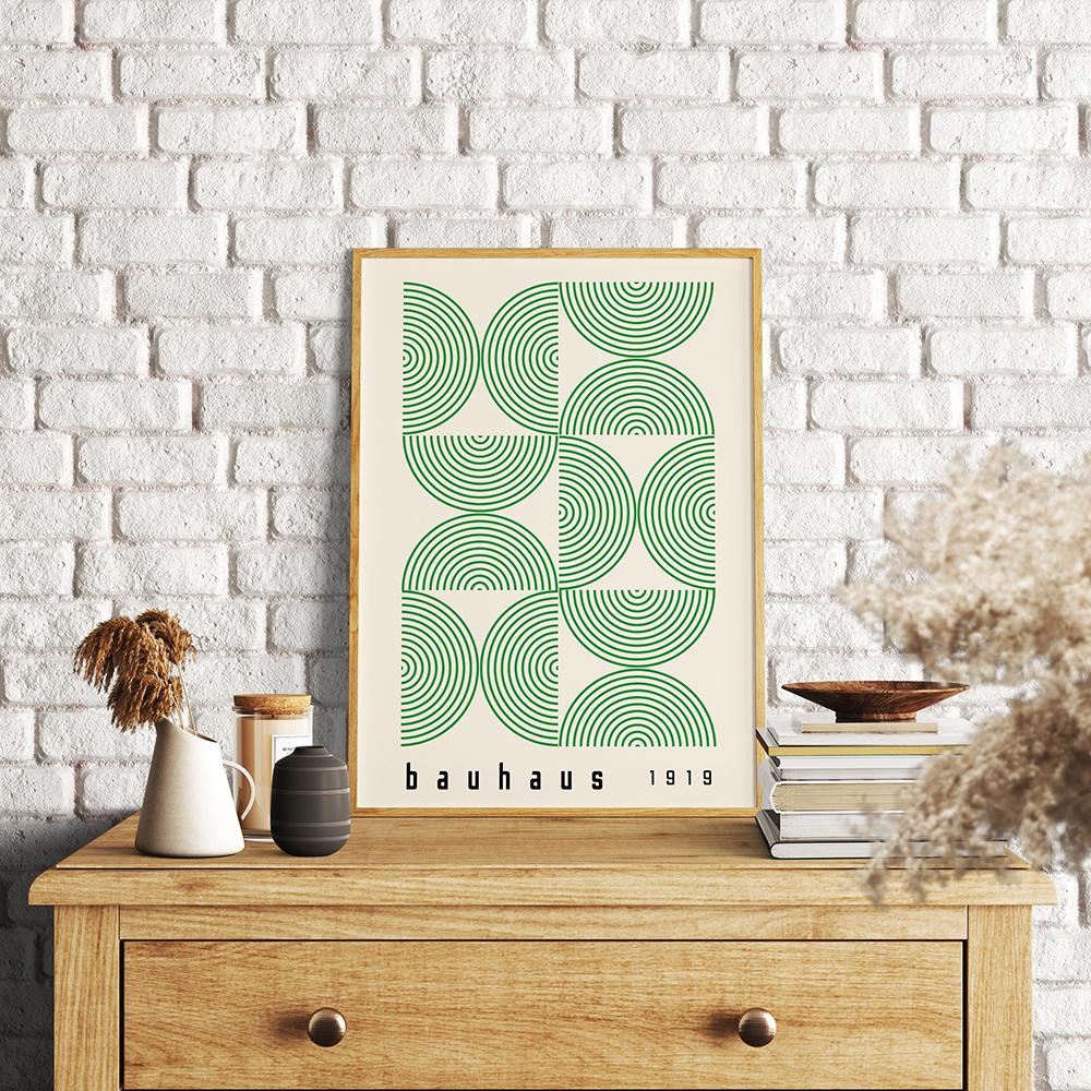 Bauhaus Abstract Line Art Canvas Painting Mid Century Modern Print Vintage Exhibition Poster Black Wall Art Pictures Home Decor