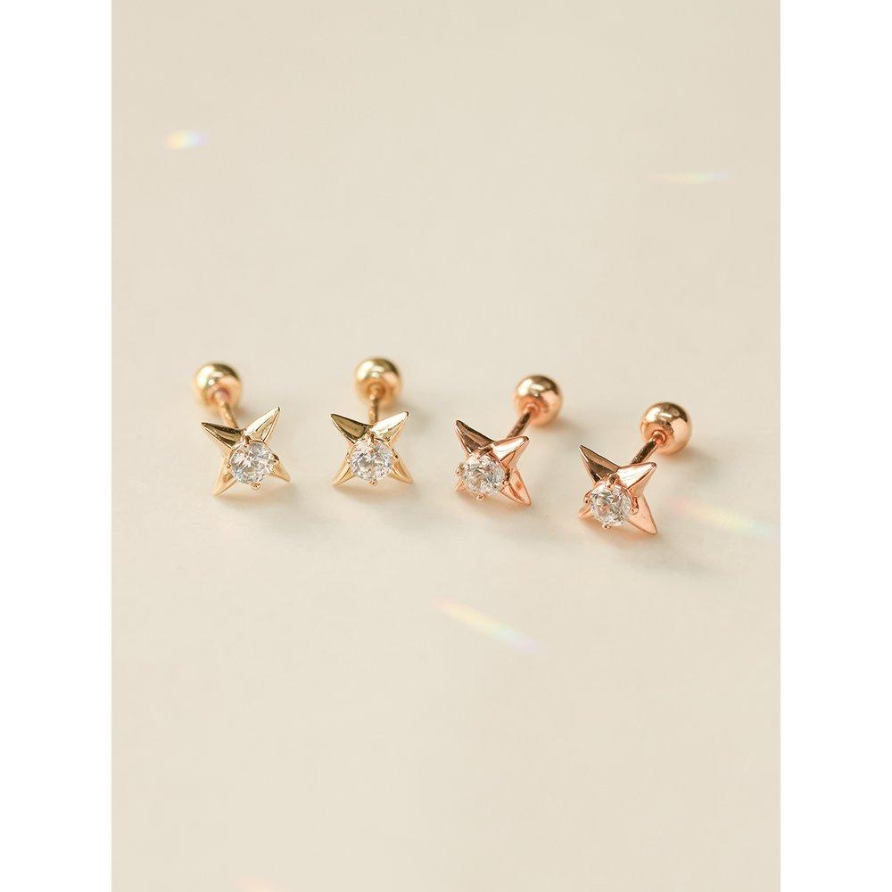 14K Stud Cubic Piercing Earrings