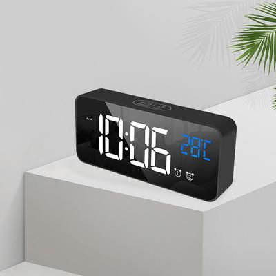 LED Alarm Electric Clock Multifunctional Exquisite Mirrored   Silent Bedside Clock for Home Bedroom   Decor