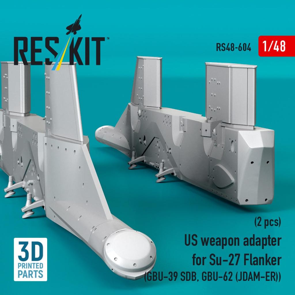 Reskit Small Guided Adapter Pylon Plastic Model Parts 1/48 Su-27 GBU-39 Bomb/GBU-62 JDAM-ER (2 pieces) RSK48-0604 (Airplane)