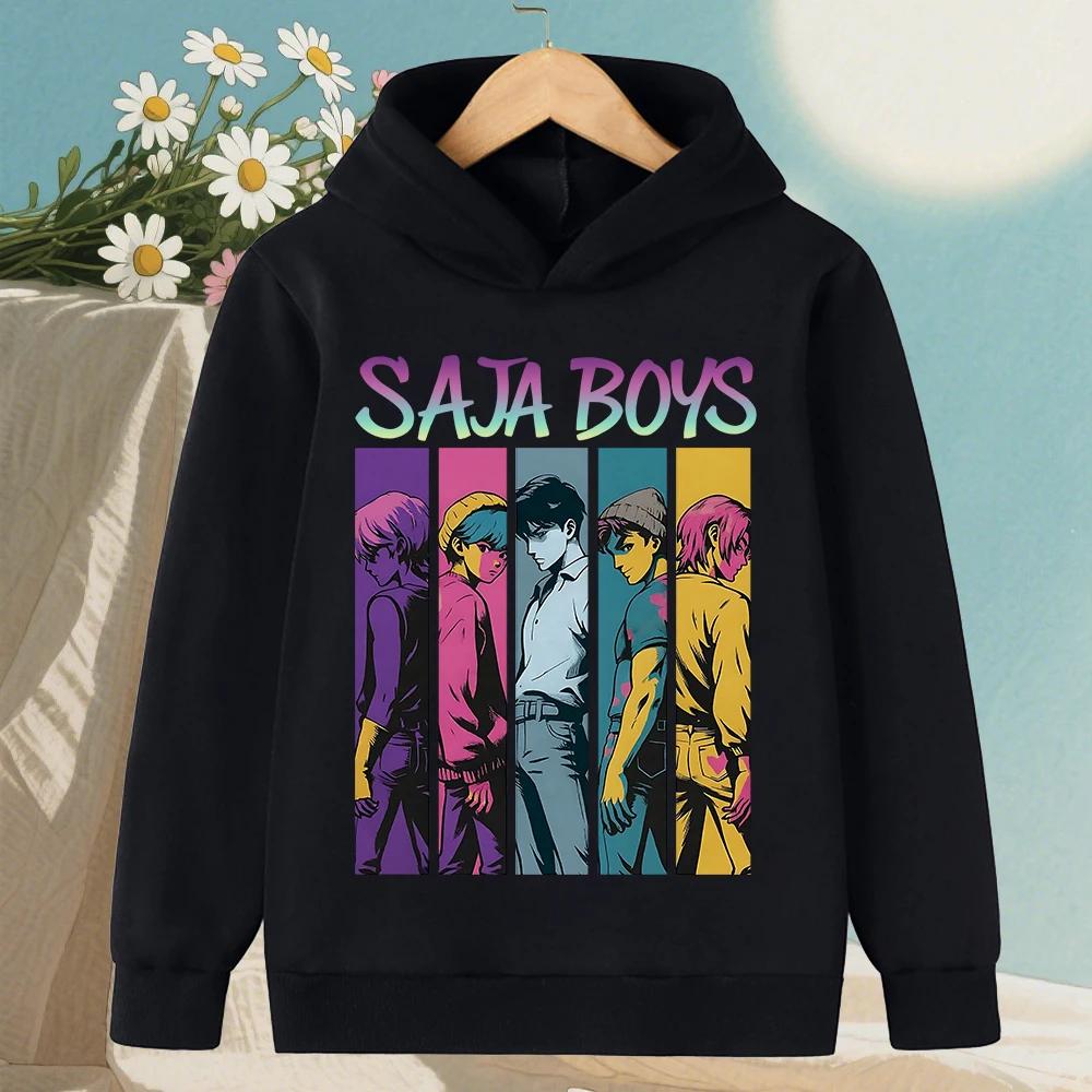 

2025 KPop Devil Hunter Saja Children Cartoon Print Girls Boys Hoodies Children Fashion Tops Casual Wear 160