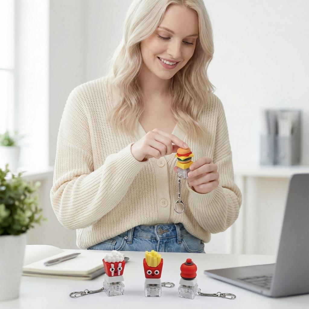Creative Keychain Toy with Pressable Button Stack Design for Stress Relief and Finger Activity Suitable for Daily Carry Use