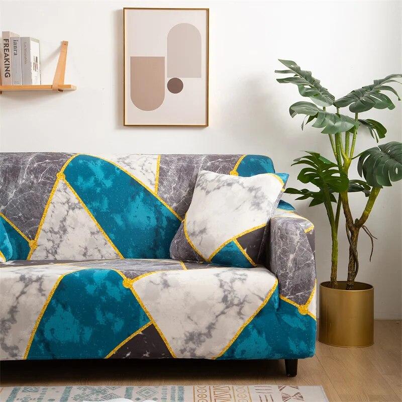 Geometrischer elastischer Sofabezug für Wohnzimmer, Couchbezug, hochelastischer Sofabezug, Möbelschutz, alle Bezüge, Heimdekoration