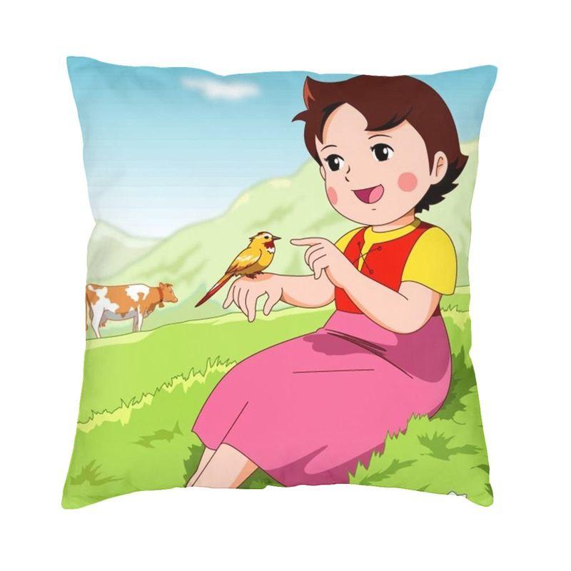 Heidi And Clara Cushion Cover Doublesided 3D Printing Alps Mountain Girl Throw Pillow Case for Sofa Pillowcase Home Decoration
