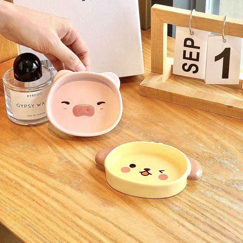 Cute Pig Puppy Ceramic Dipping Dish Household Small Dish Seasoning Dish Mini Hot Pot Small Dish Soy Sauce Vinegar Dish