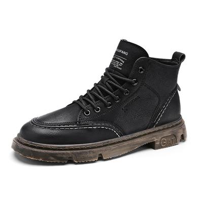 Autumn and Winter British Martin Boots Trendy High-top Leather Boots Snow Velvet Thermal Cotton Shoes