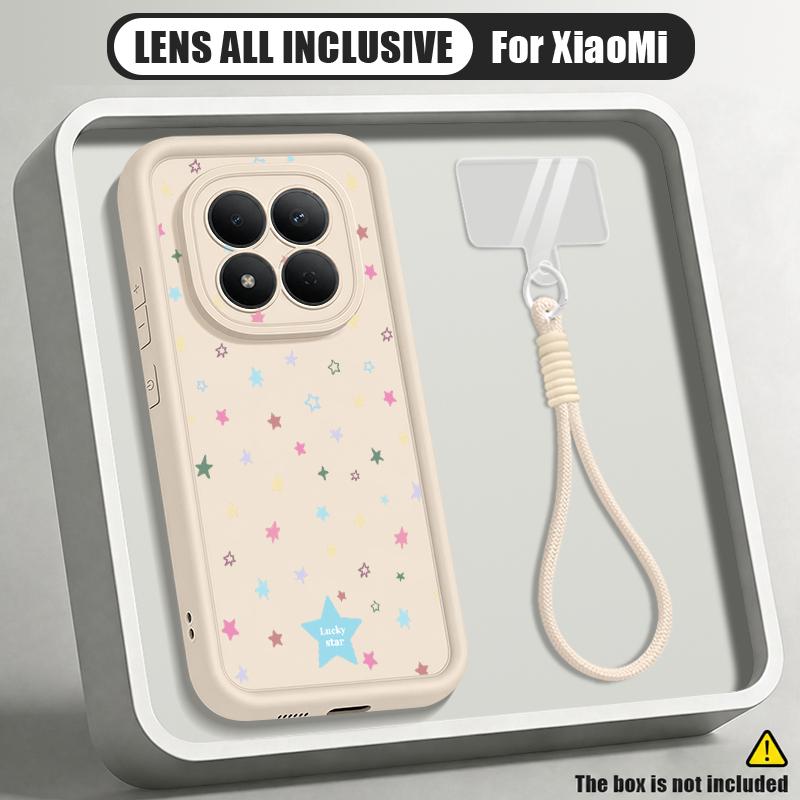 Colorful Stars Print Lanyard Case For Xiaomi 14T 13T Pro Redmi Note 15 Pro 4G 14 13 Pro+ 5G Shockproof Bumper Soft Cover