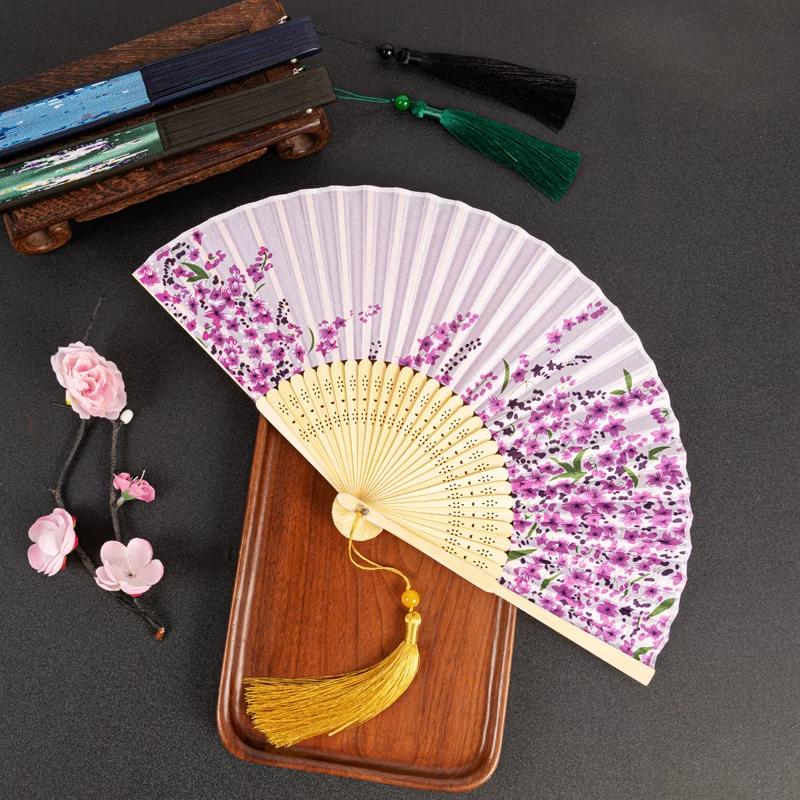 Chinese Style Women's Fan Japanese Style Ancientry Folding Fan Dance Fan Cheongsam Han Dynasty Portable Portable Kids Small Fan Summer