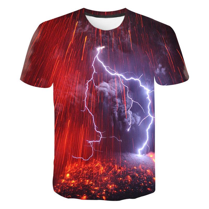 Summer Fashion Cool Lightning Graphic T Shirts Men Trend Casual Streetwear 3D Printed Leisure Sports Oversized t shirt Tops