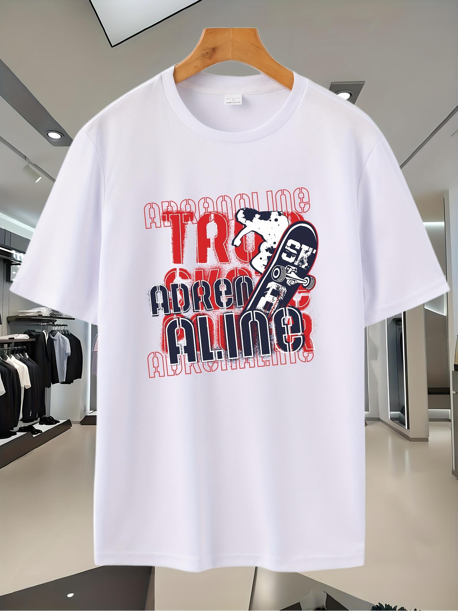 

Breathable Mesh Sport T-shirt with Bold Letter Graphic Print - White Short Sleeve Round Neck Tee for Gym M