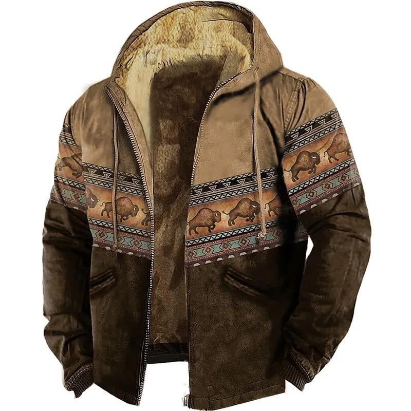 Autumn/Winter Retro Arctic Velvet Hooded Men's Sweatshirt