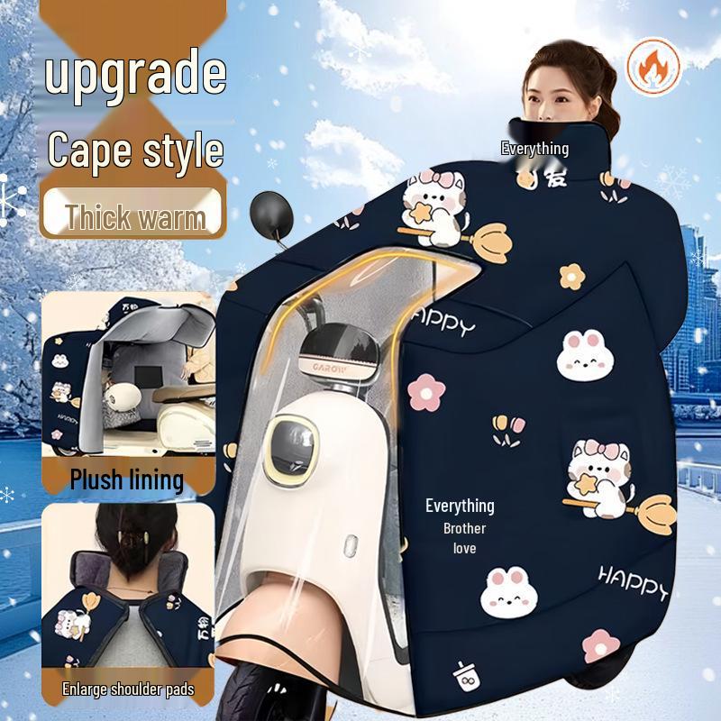 Winter Fleece-Lined Cape: Full Coverage Neck & Shoulder Protection, Warm, Coldproof, Windproof