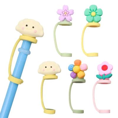 Dust-Proof Flower Style Straw Topper Silicone Straw Tips Lids Straw Covers Cap  for 8-9mm Straw