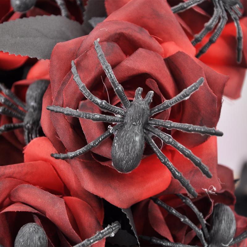 Halloween Spider Rose Creepy Flower Arrangement With Stems Scary Party Decoration Props For Haunted House Goth Home Decor