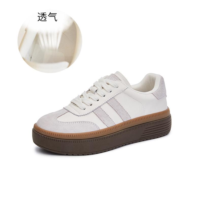 Retro leather German training shoes women's 2025 spring new thick-soled heightening shoes casual versatile little white shoes sports women's shoes