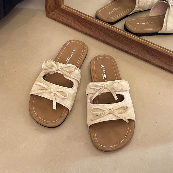 

Модная обувь Тапочки Повседневные шлепанцы С бантом-бабочкой Женские сланцы Пляжные Роскошные Плоские Резиновые 2025 Сабо С бантом-бабочкой 35