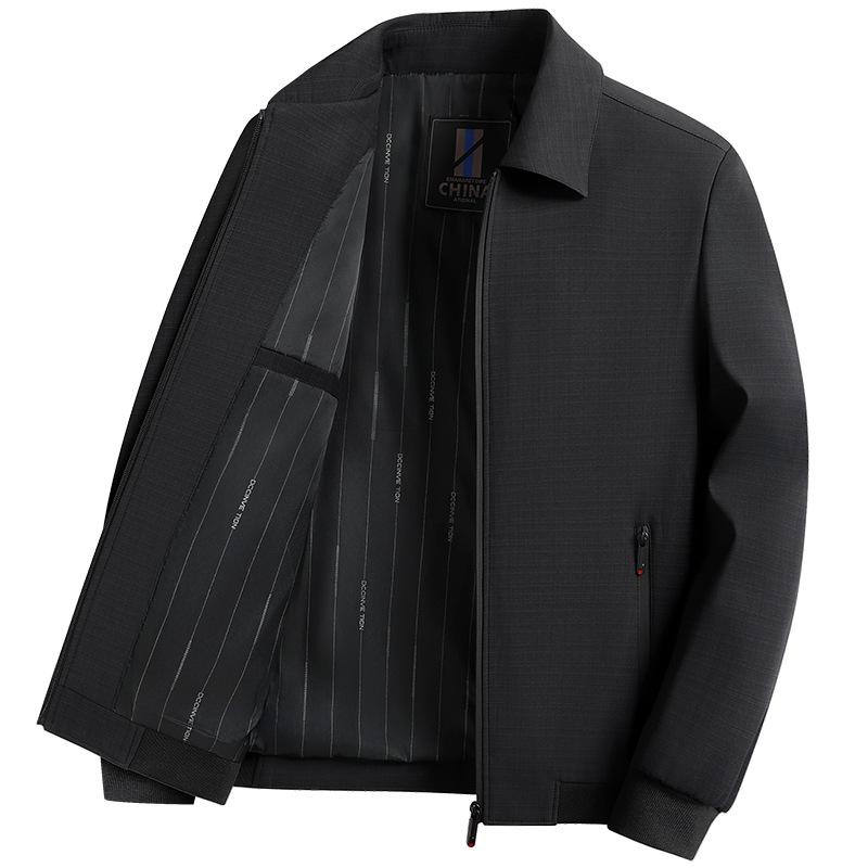 Middle-aged Men's Spring and Autumn Style Men's Coat Jacket Solid Color Casual Lapel Men's Clothing