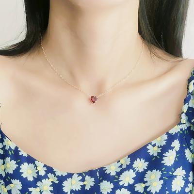 New Accessories, European and American Simple Alloy Chain Crystal Necklace, Colorful Fashionable Heart-shaped Zircon Collarbone Chain