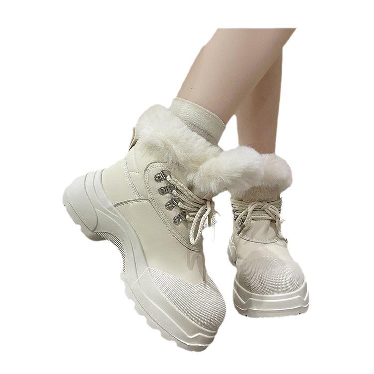 Thick-soled snow boots women's 2024 new winter velvet warm Martin boots women's small short boots non-slip waterproof cotton shoes