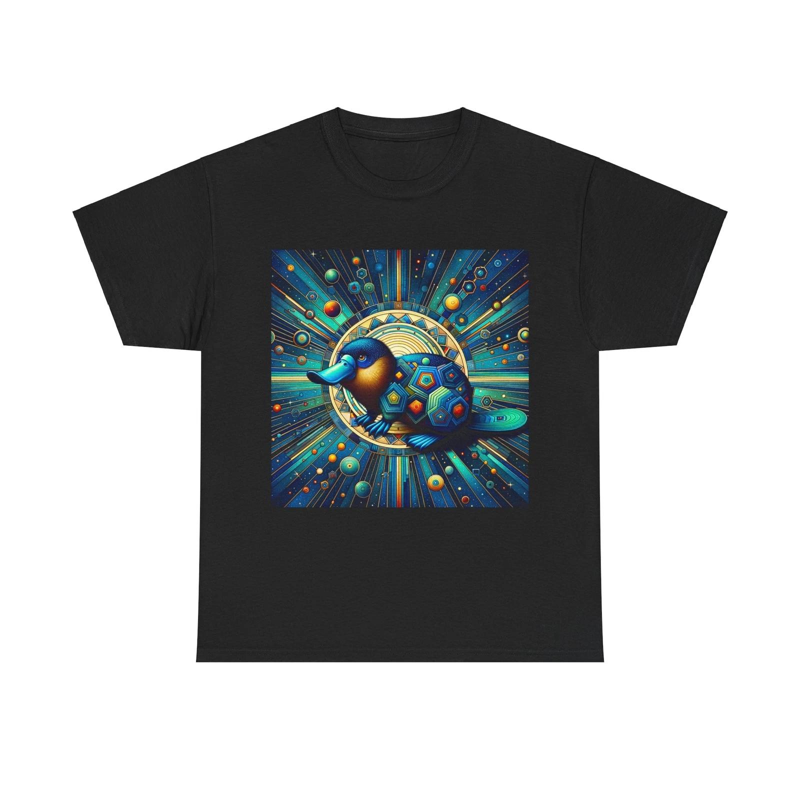 Unisex Adult T Shirt Cosmic Art Deco Platypus Geometric Animal Lover Graphic Tee 2XL