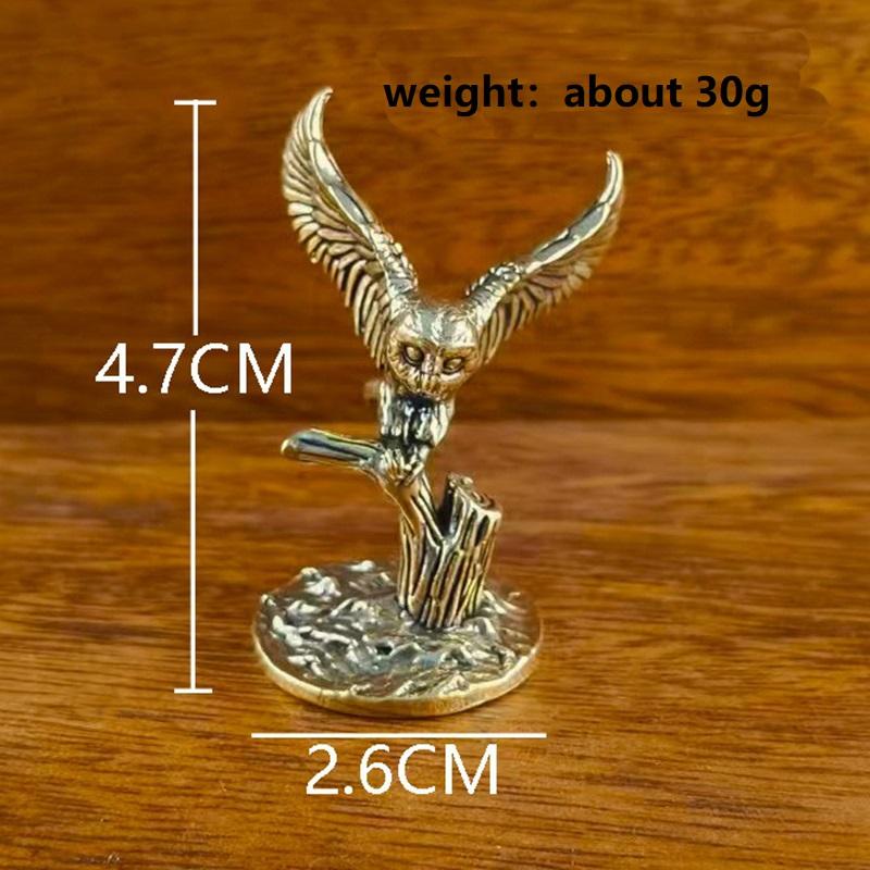 

Антикварные миниатюрные фигурки совы на дереве из цельной латуни, ретро, медные, животные, чайный питомец, настольное украшение, декор, поделки, фигурки животных