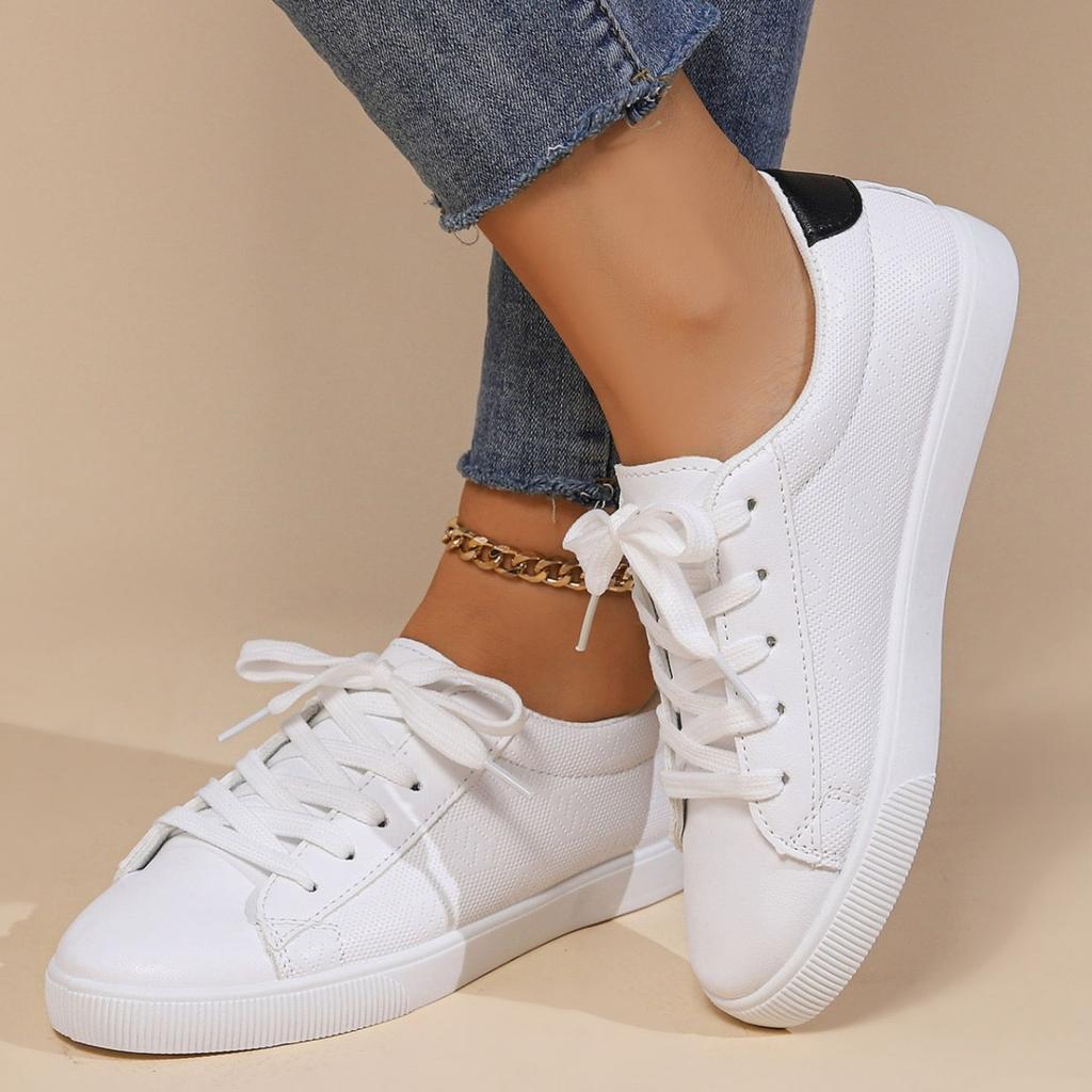 Casual Single Shoes Women's Spring New Fashion Round Head Lace-up Flat Bottom Fashion Large Size Women's Single Shoes