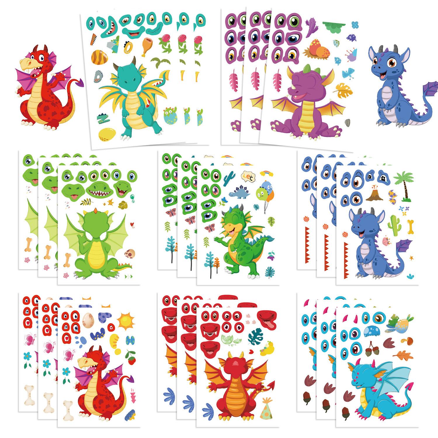 

8 Мультяшный Дракон Смена Лица Сделай Лицо Коллаж Практическое DIY Руководство Аккаунт Чехол для Мобильного Телефона Украшение для Ноутбука Водонепроницаемый