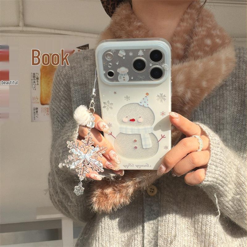 Winter Glitter Snowflake Snowman iPhone Case for 17, 16 Pro Max, 15, 14