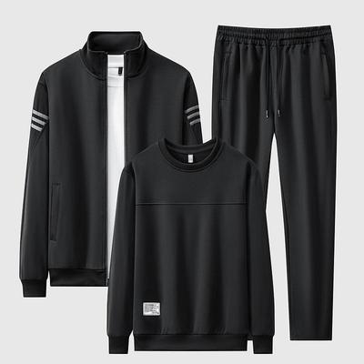 Ensemble Sportif Homme Sweat à Capuche Veste Course Décontracté Trois Pièces Lâche Surdimensionné Col Rond Ensemble