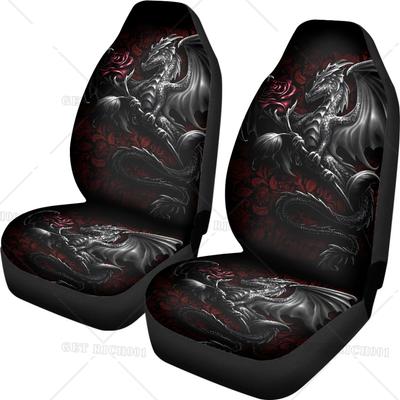 Auto-Sitzbezüge mit Drachen- und Rosenmuster, für Damen und Herren, Universeller Auto-Vordersitzschutz, Passend für Auto, SUV, Limousine