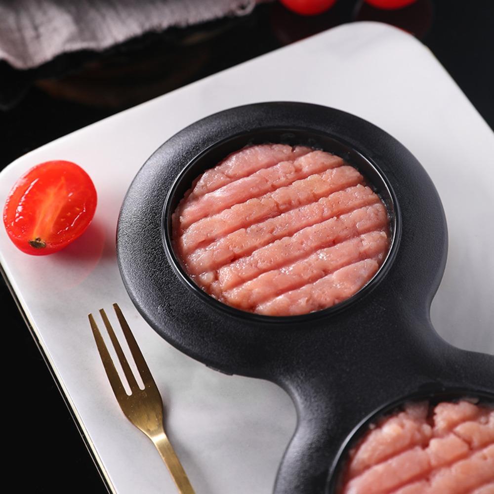 Easy To Clean Manual Hamburger Meat Press Non Stick Detachable Patty Maker Double Hole Patty Press Mold Beef