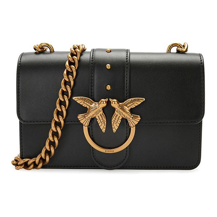 

Новая кожаная сумка PINKO SIMPLY с ласточками, сумка через плечо, мини-сумка на плечо, женская, черная, черно-золотая 1P21TF-Y6JC-Z99 21.1*6.1*11.9CM