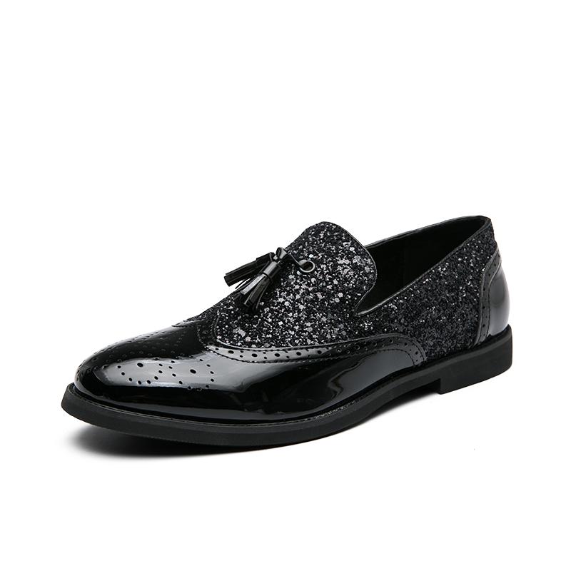 

Модные мужские лоферы с пайетками Трендовые дизайнерские стили Ночные клубы вечеринки мероприятия на открытом воздухе прогулки мужская обувь Большой размер 48 48 чёрный