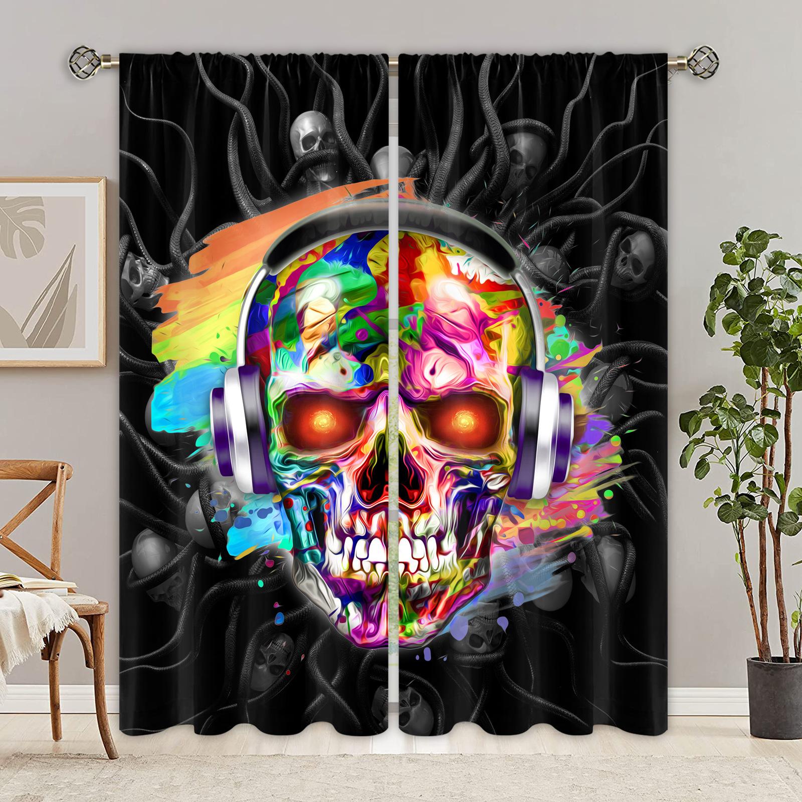 

Curtain Skull Series 3D Digital Printing High Density Blackout Curtain 140*100