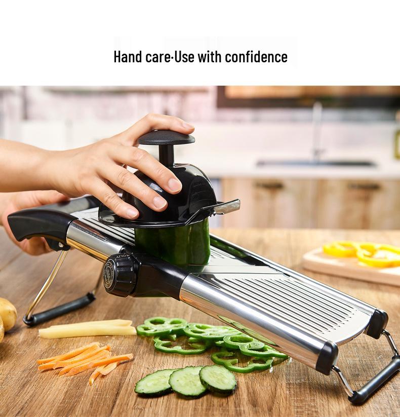 Stainless Steel Vegetable Slicer Set with Cut-Resistant Gloves & Cleaning Brush