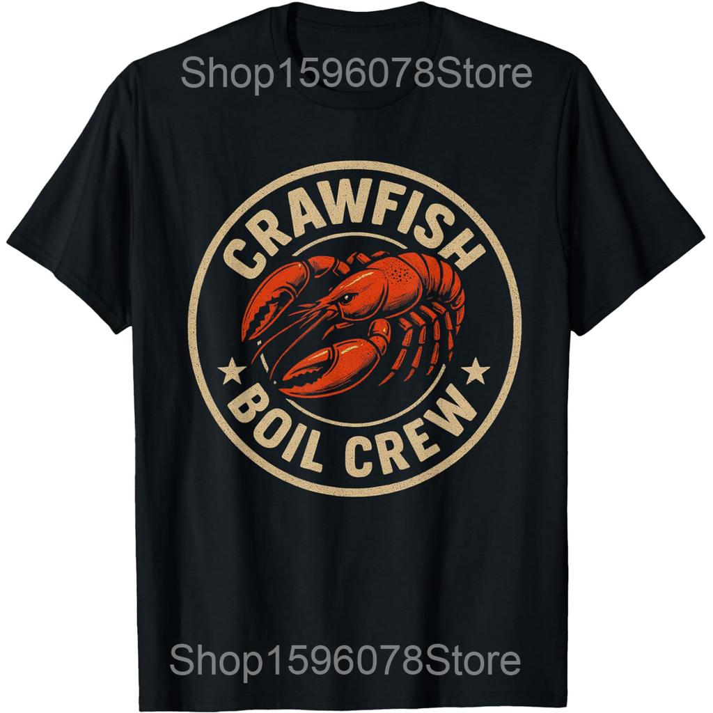 Funny Crawfish Boil Crew Party T Shirts Men Women Pure Cotton Humor Streetwear Tee Shirt Short Sleeve Unisex Loose Clothing