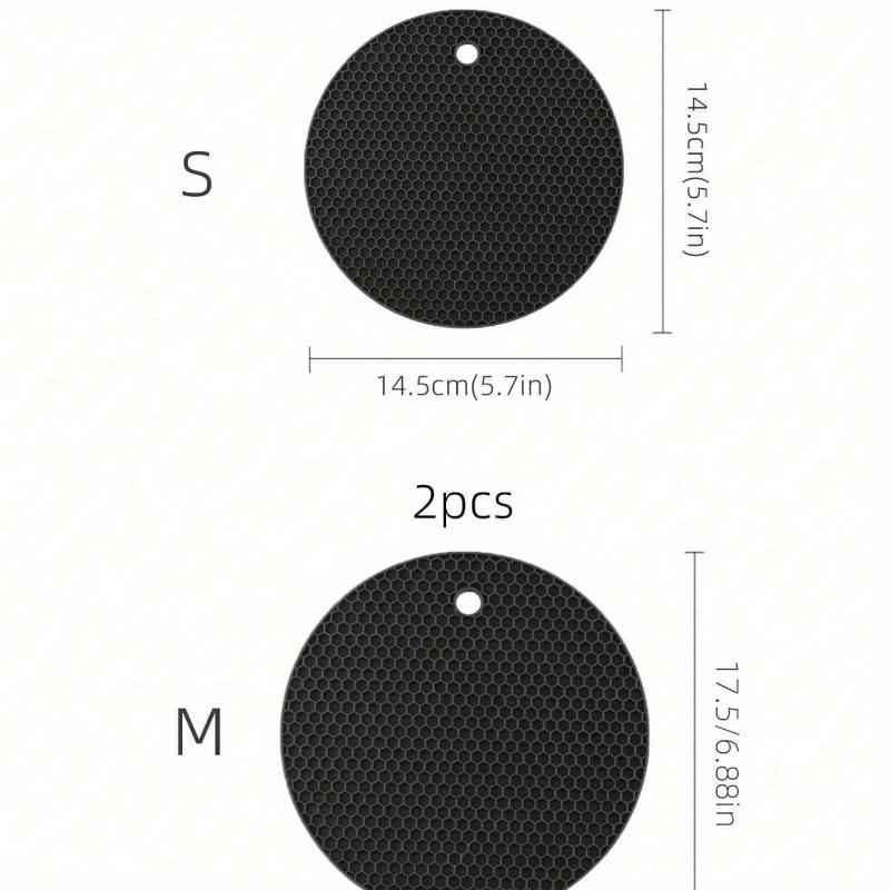 Silicone Insulation Pad, Modern Black Honeycomb Textured Round Anti-Slip Hot Pot Mat For Table
