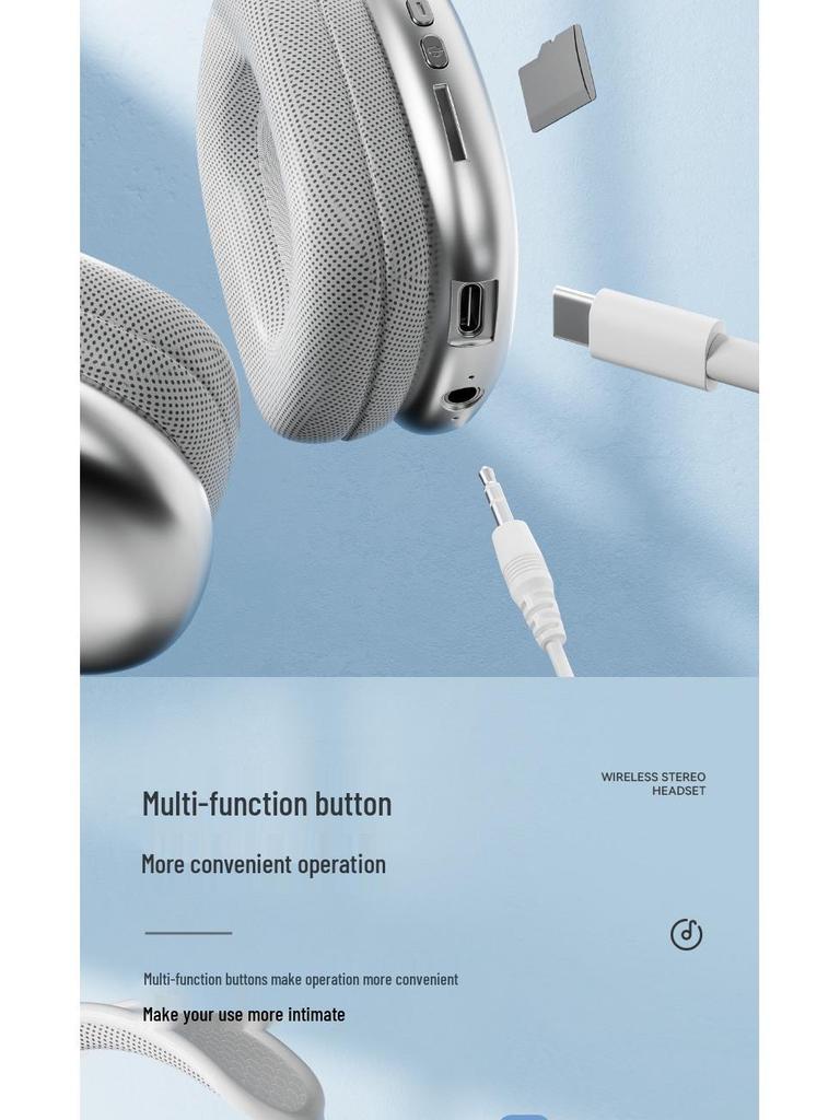P9ProMax Bluetooth Over-Ear Headphones: Large Battery, Wireless, Noise-Canceling.