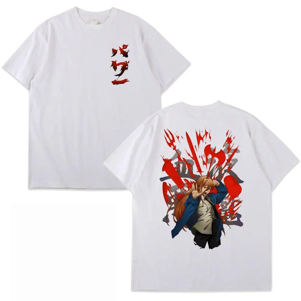 Japonské anime Unisex tričko s motivem motorové pily Makima Power Denji Unisexga Tričko s potiskem Unisex Dámská oversexová trička Unisexga s krátkým rukávem