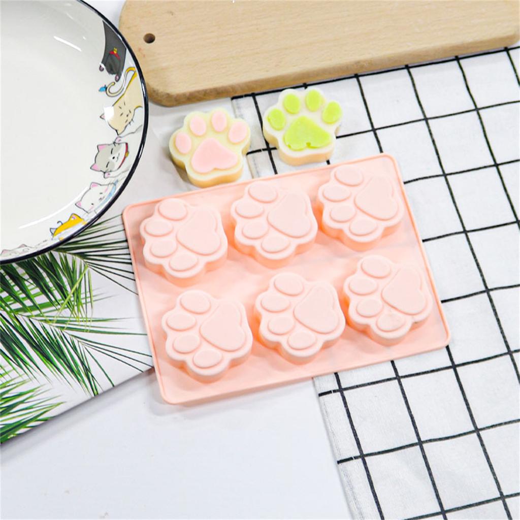 6 Cavity Cute Cat Paw Silicone Mold 3D Fondant Chocolate Mould DIY Cake Dessert Mould Kitchen Baking DIY Supplies