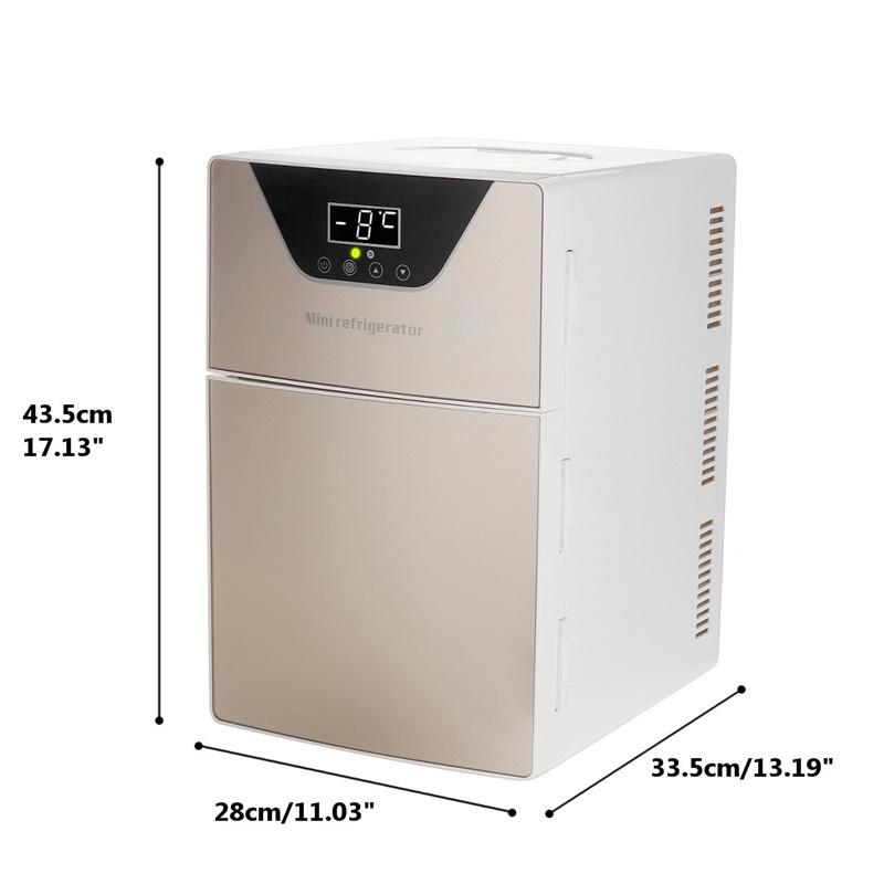 Dual-door Portable Car Refrigerator Temperature Display Freezer Warmer Outdoor DC 20L Mini Fridge Car Home Use for Camping Picnic DC 12V