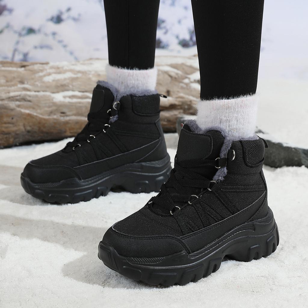 Women Warm Cotton Shoes Thick Outdoor Snow Boots High Cut Winter Cold Proof Simple Comfortable Wear-Resistant Anti Slip Boots