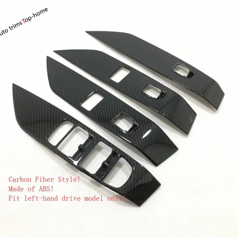 Door Window Glass Panel Armrest Lift Switch Button Cover Trim Decor Frame Cover For Jaguar E-pace 2018 - 2025 Carbon Fiber Look