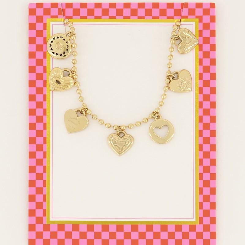 ColierMiranda Charm Oțel Inoxidabil Inimă Iubire Lanț Rezistent la Apă Chic Popular Romantic Coreean Zirconiu Cadou