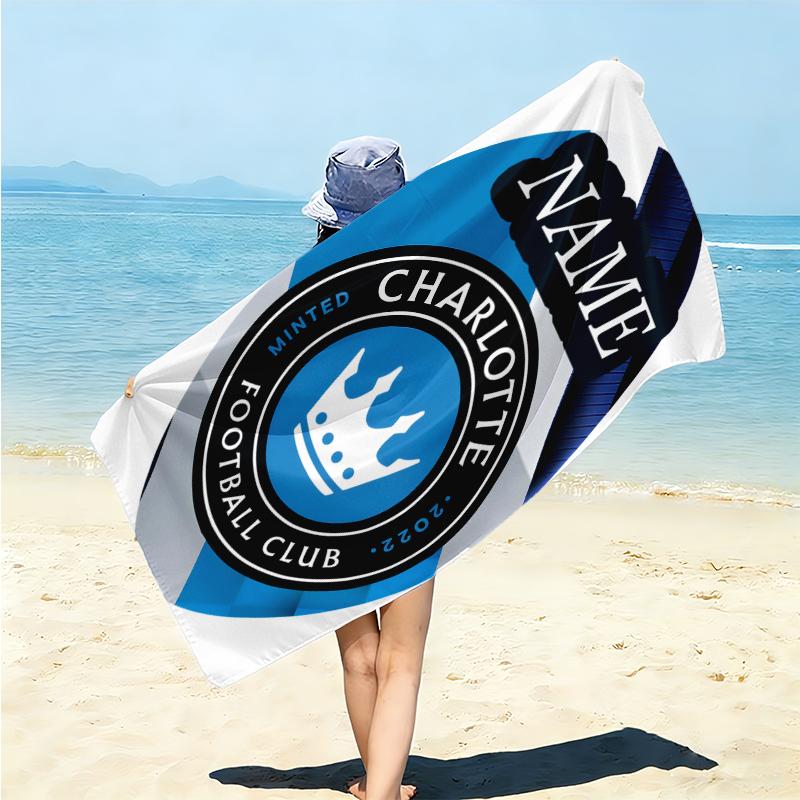 Personalized Charlotte Football Club Crest Beach Towel Microfiber Beach Towel Thin Absorbent for Beach Swimming Yoga Bath Sports. 0910169